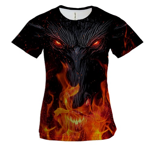 Женская 3D футболка Огненный конь