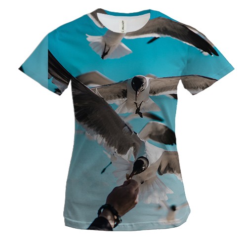 Жіноча 3D футболка багато чайок