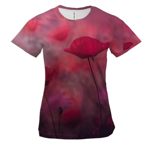 Жіноча 3D футболка Маки в тумані