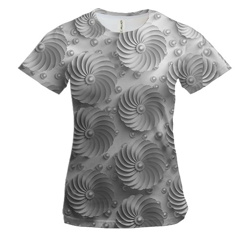 Женская 3D футболка Silver abstraction