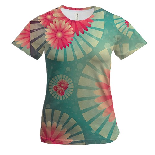 Жіноча 3D футболка Pink flower abstraction