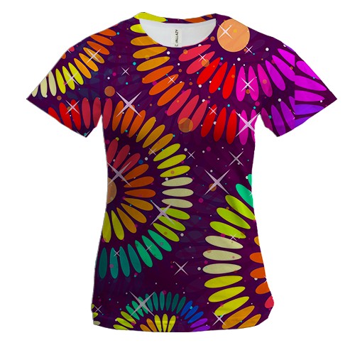 Жіноча 3D футболка Rainbow circles