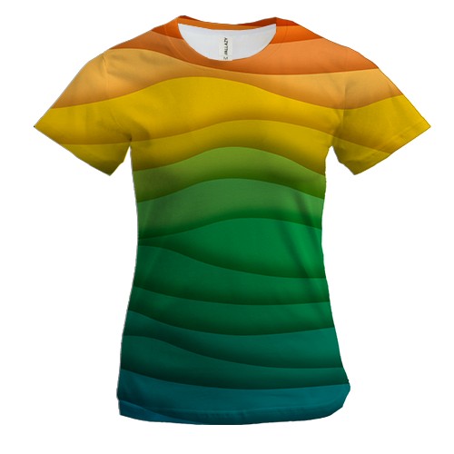 Женская 3D футболка Rainbow waves