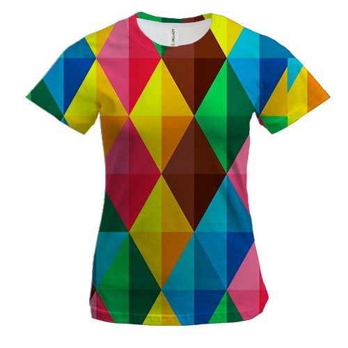 Жіноча 3D футболка Multicolored rhombuses