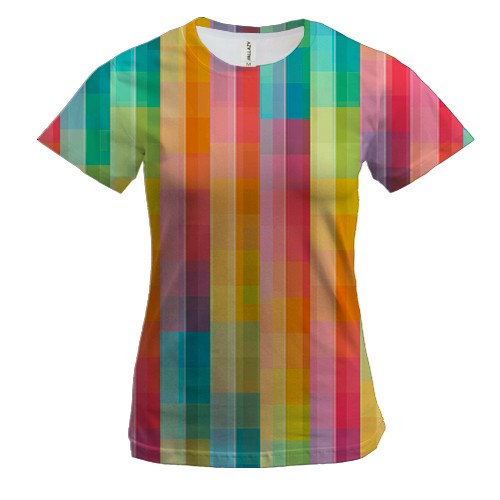 Жіноча 3D футболка Rainbow squares