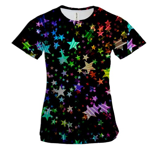Женская 3D футболка Multicolored stars