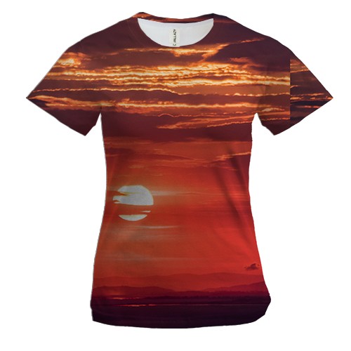 Женская 3D футболка Red sunset