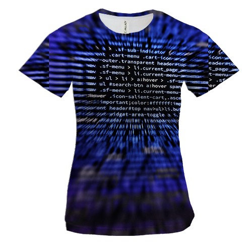 Женская 3D футболка Program codes pattern