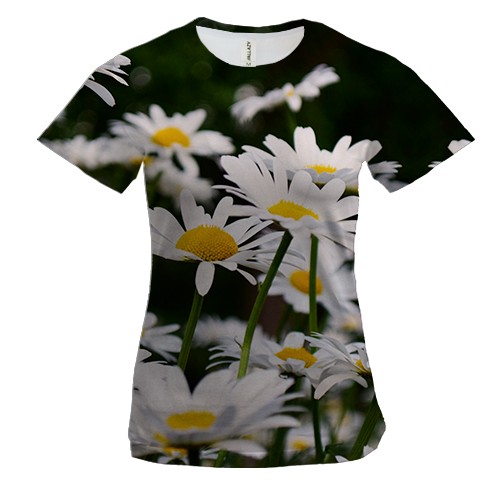 Женская 3D футболка Chamomile pattern