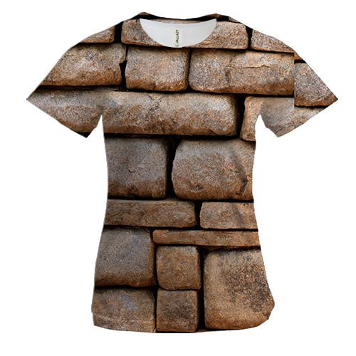 Женская 3D футболка Stone wall