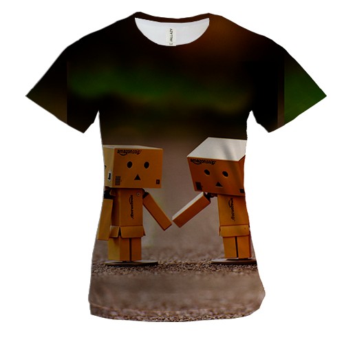 Женская 3D футболка Wooden little people love