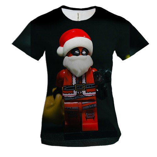 Жіноча 3D футболка Deadpool Santa Claus