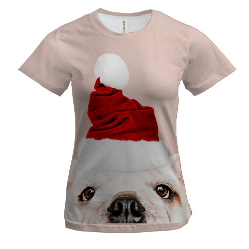 Жіноча 3D футболка New Year dog 5