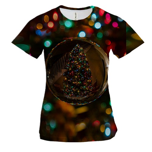Жіноча 3D футболка Ball with Christmas tree 2