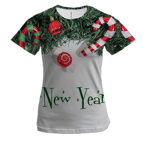 Женская 3D футболка New Year 2021