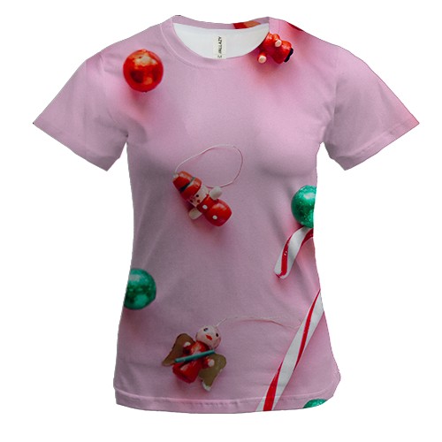 Женская 3D футболка Christmas candy