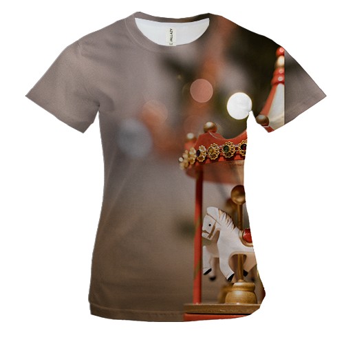 Женская 3D футболка Christmas carousel