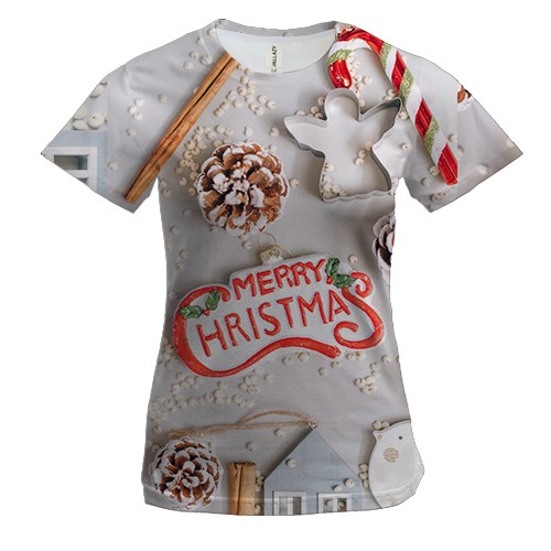 Жіноча 3D футболка New Year decoration