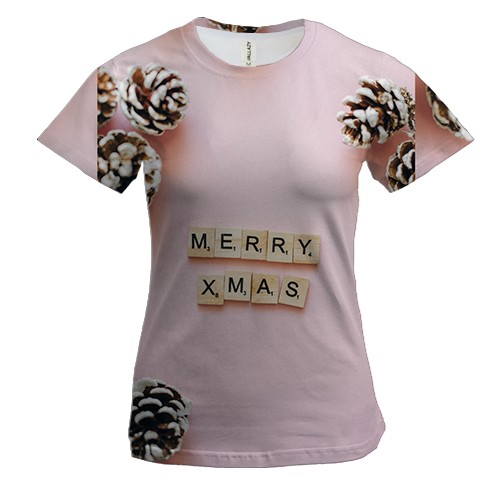 Жіноча 3D футболка Merry Christmas 2