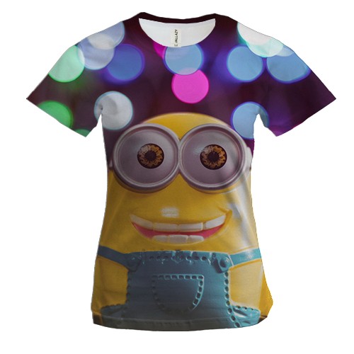 Женская 3D футболка New year minion