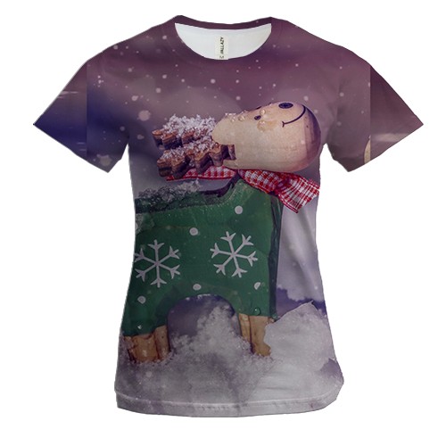 Жіноча 3D футболка Winter deer