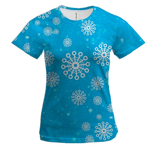 Женская 3D футболка Snowflakes pattern
