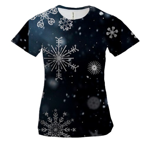 Жіноча 3D футболка Snowflakes pattern 2