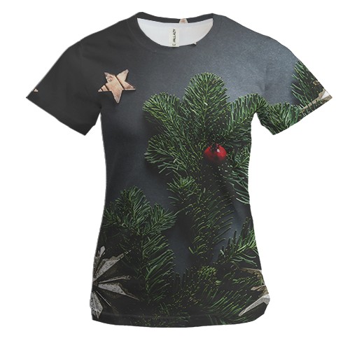 Жіноча 3D футболка Christmas tree branch