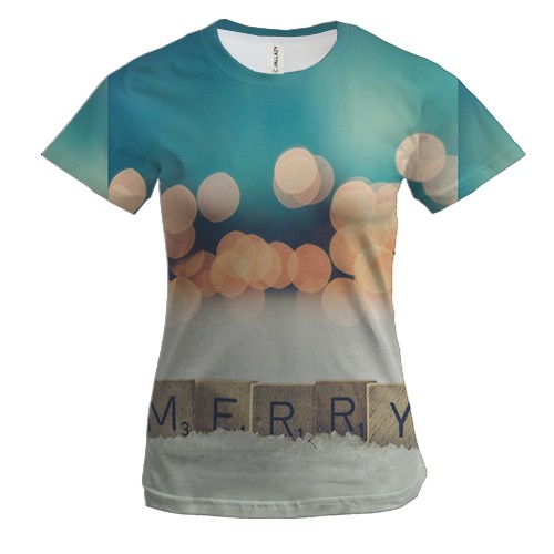 Жіноча 3D футболка Merry xmas