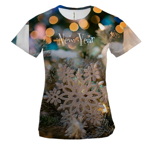 Жіноча 3D футболка Christmas snowflake