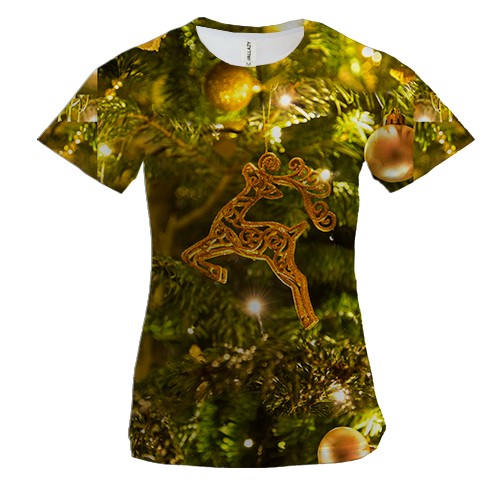 Женская 3D футболка Christmas tree