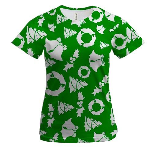 Жіноча 3D футболка Christmas green pattern