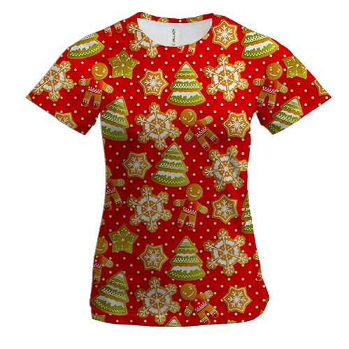 Женская 3D футболка Новогодние печеньки