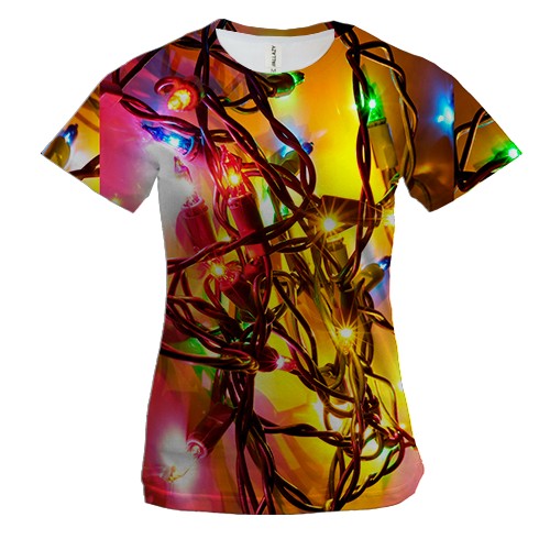 Женская 3D футболка Christmas garland