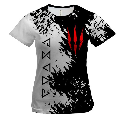 Жіноча 3D футболка The Witcher Гліфи
