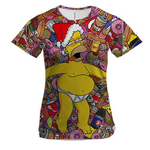 Жіноча 3D футболка "Обжора Гомер"