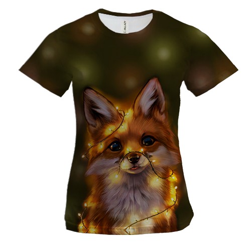 Жіноча 3D футболка Лисеня та гірлянда