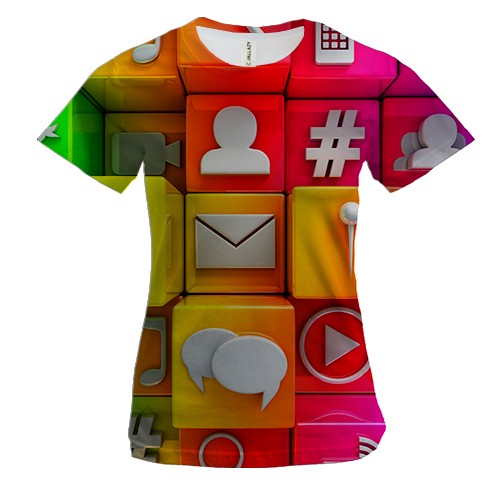 Жіноча 3D футболка Multicolor icons