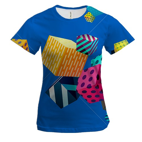 Жіноча 3D футболка Cubes abstraction