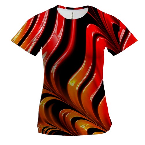 Женская 3D футболка Abstraction red lines