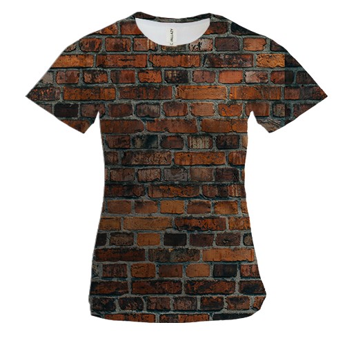 Женская 3D футболка Кирпичная стена