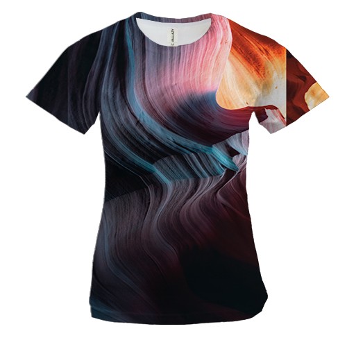 Женская 3D футболка Neon strands 2