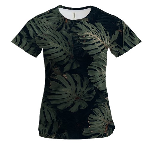 Жіноча 3D футболка Green leaves pattern 3