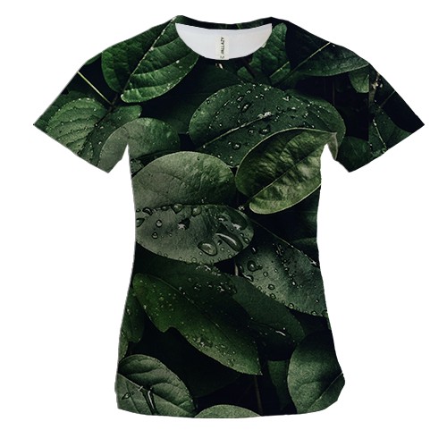 Жіноча 3D футболка Green leaves pattern 2