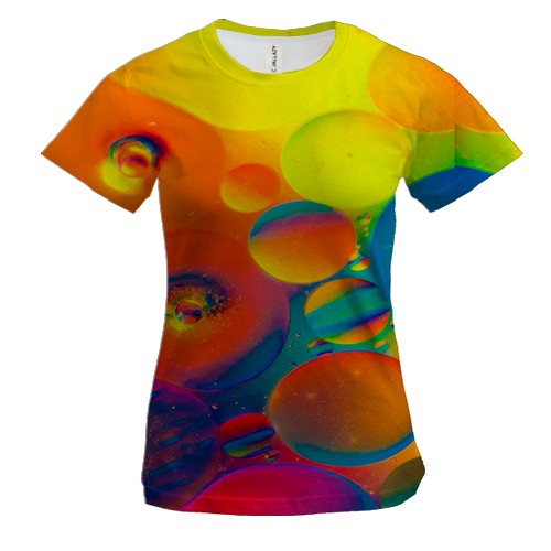 Женская 3D футболка Rainbow drops 2