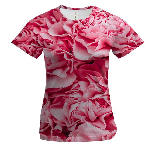 Жіноча 3D футболка Паттерн розовые лепестки