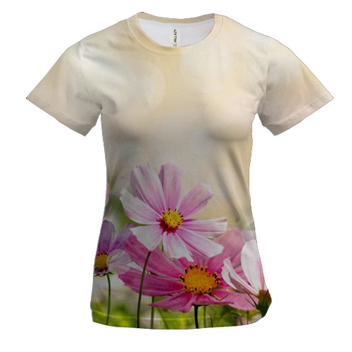 Жіноча 3D футболка з польовими квітами (2)