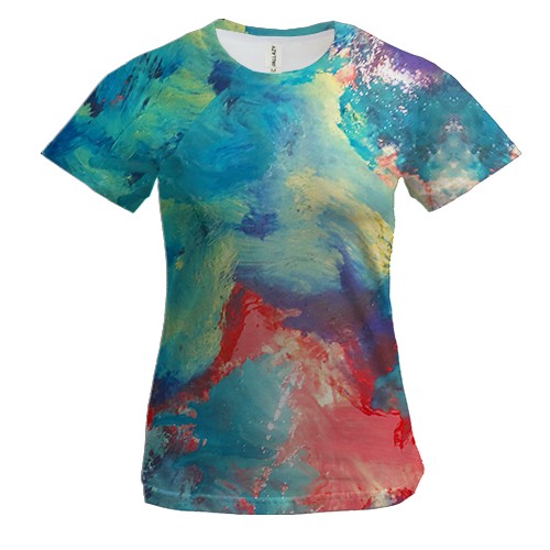 Жіноча 3D футболка Абстракція розводи фарби. 26