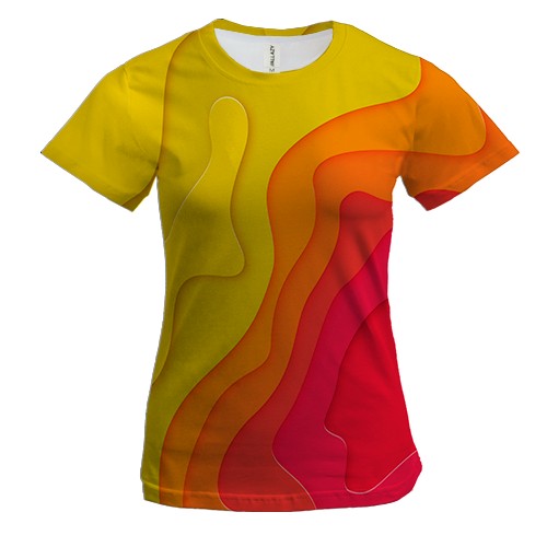 Женская 3D футболка Abstraction yellow-red