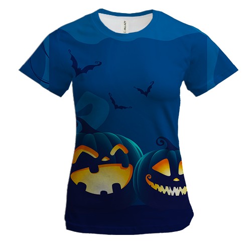 Жіноча 3D футболка Halloween pumpkins 4